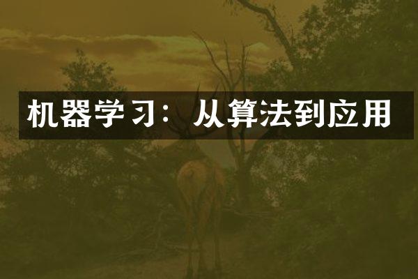 机器学习：从算法到应用