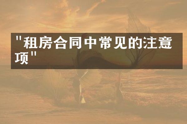 "租房合同中常见的注意事项"