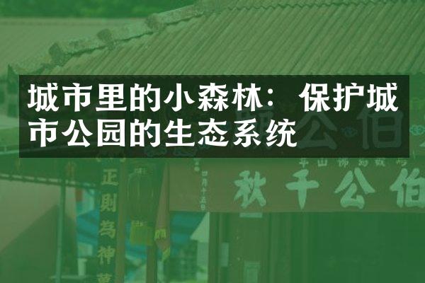 城市里的小森林：保护城市公园的生态系统