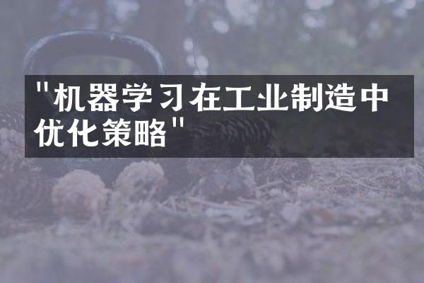 "机器学习在工业制造中的优化策略"