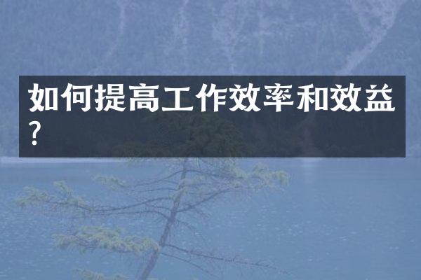如何提高工作效率和效益？