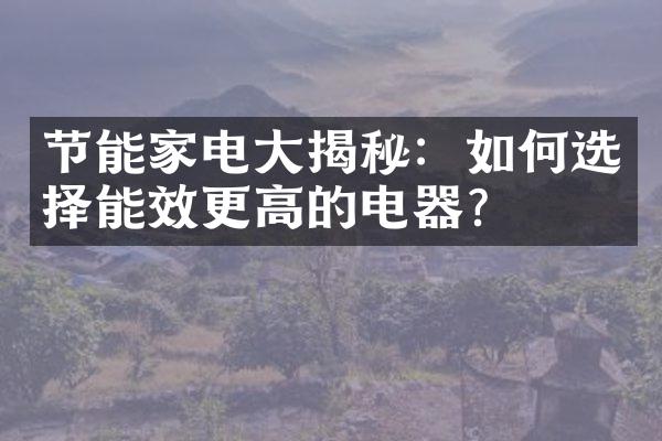 节能家电大揭秘：如何选择能效更高的电器？