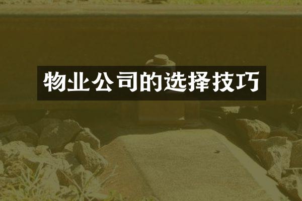 物业公司的选择技巧