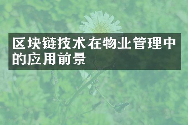 区块链技术在物业管理中的应用前景