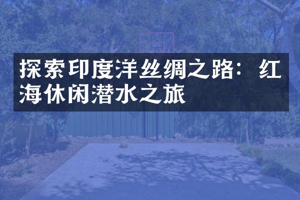 探索印度洋丝绸之路：红海休闲潜水之旅