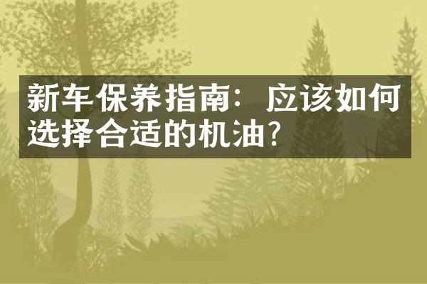 新车保养指南：应该如何选择合适的机油？