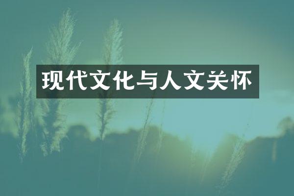 现代文化与人文关怀