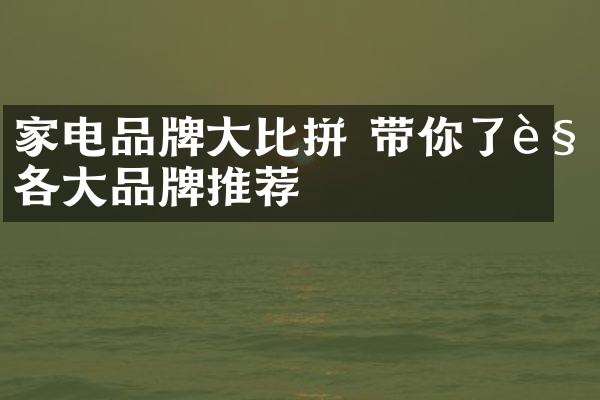 家电品牌大比拼 带你了解各大品牌推荐