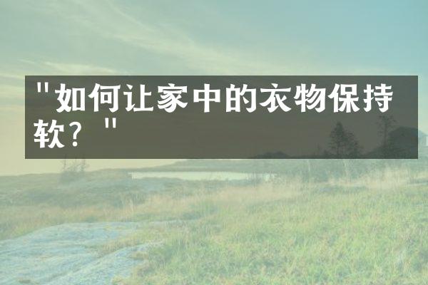 "如何让家中的衣物保持柔软？"