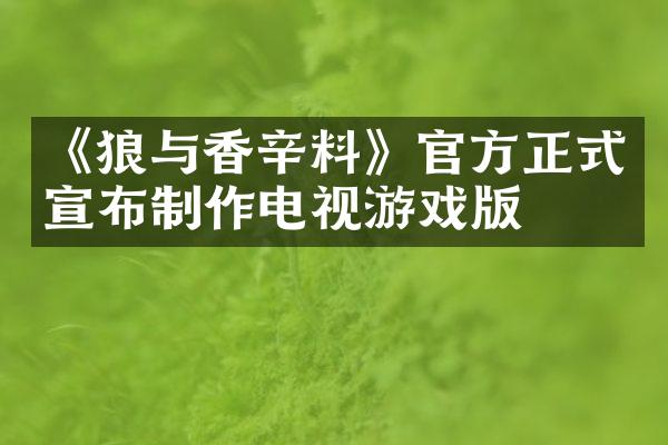 《狼与香辛料》官方正式宣布制作电视游戏版