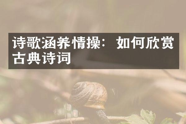 诗歌涵养情操：如何欣赏古典诗词