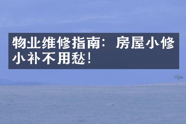 物业维修指南：房屋小修小补不用愁！