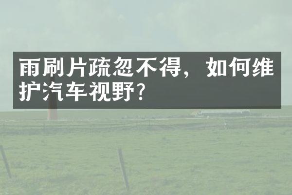 雨刷片疏忽不得，如何维护汽车视野？