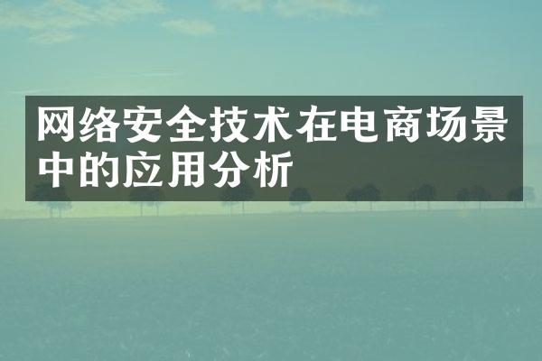 网络安全技术在电商场景中的应用分析