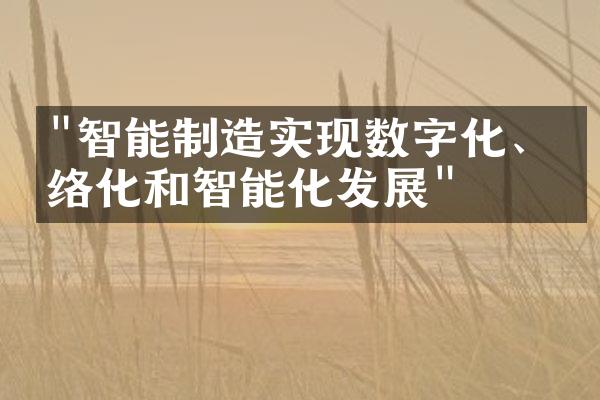 "智能制造实现数字化、网络化和智能化发展"