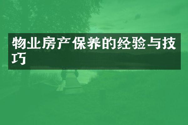 物业房产保养的经验与技巧