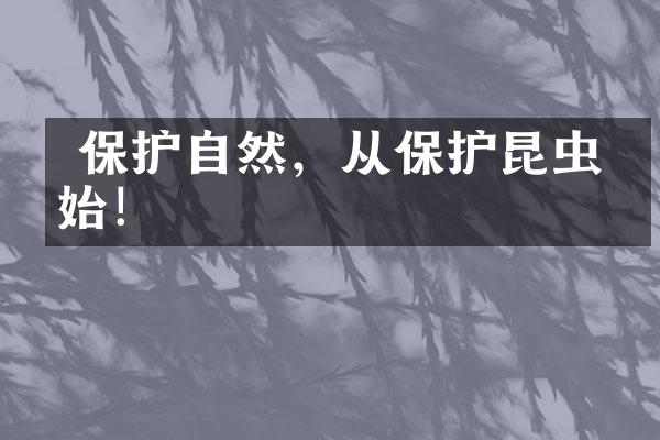  保护自然，从保护昆虫开始！