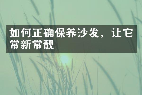 如何正确保养沙发，让它常新常靓