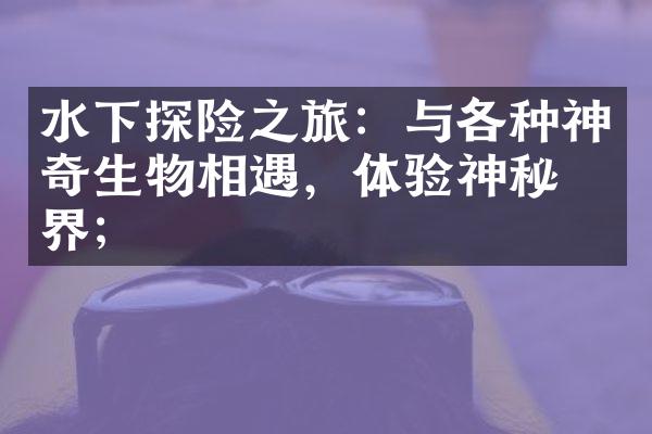 水下探险之旅：与各种神奇生物相遇，体验神秘世界；