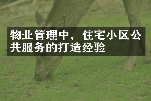 物业管理中，住宅小区公共服务的打造经验