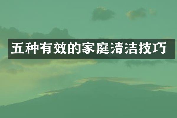 五种有效的家庭清洁技巧