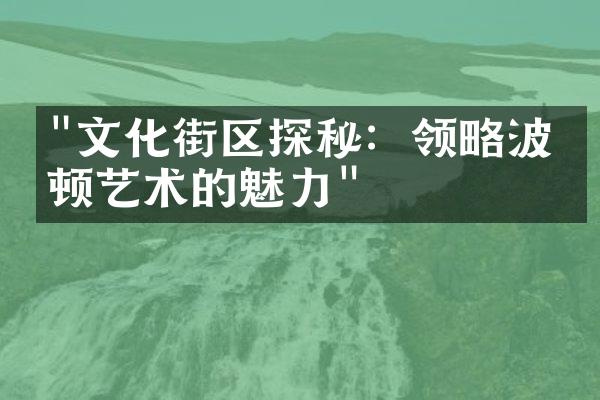 "文化街区探秘：领略波士顿艺术的魅力"