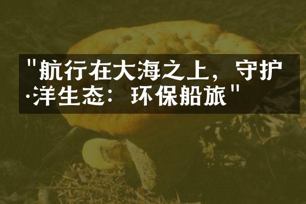 "航行在大海之上，守护海洋生态：环保船旅"