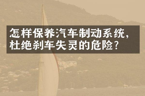 怎样保养汽车制动系统，杜绝刹车失灵的危险？