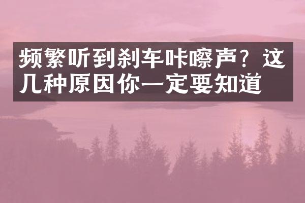 频繁听到刹车咔嚓声？这几种原因你一定要知道！