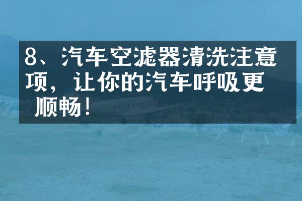 8、汽车空滤器清洗注意事项，让你的汽车呼吸更加顺畅！