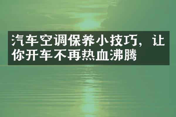 汽车空调保养小技巧，让你开车不再热血沸腾