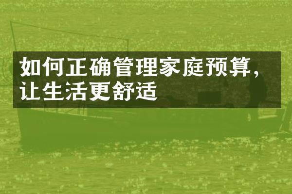 如何正确管理家庭预算，让生活更舒适