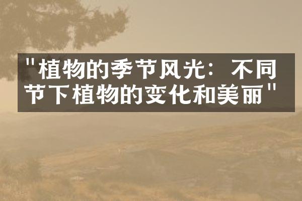 "植物的季节风光：不同季节下植物的变化和美丽"