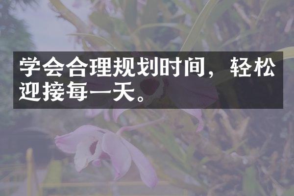学会合理规划时间，轻松迎接每一天。