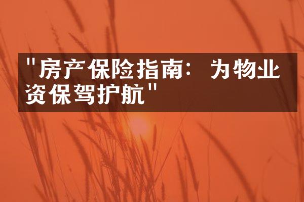 "房产保险指南：为物业投资保驾护航"