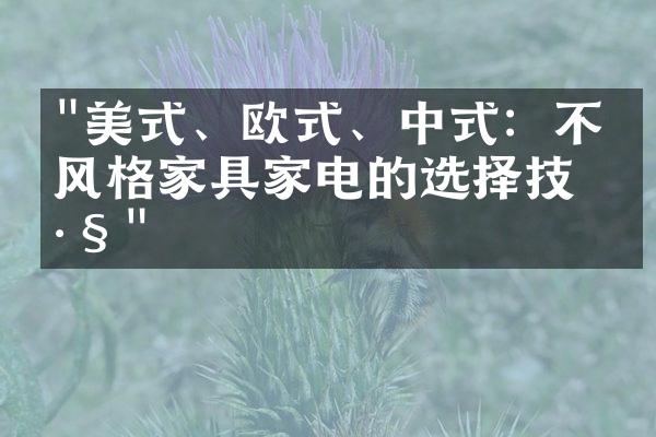 "美式、欧式、中式：不同风格家具家电的选择技巧"