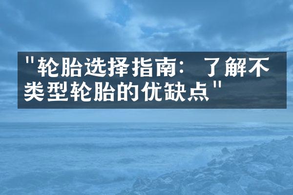 "轮胎选择指南：了解不同类型轮胎的优缺点"