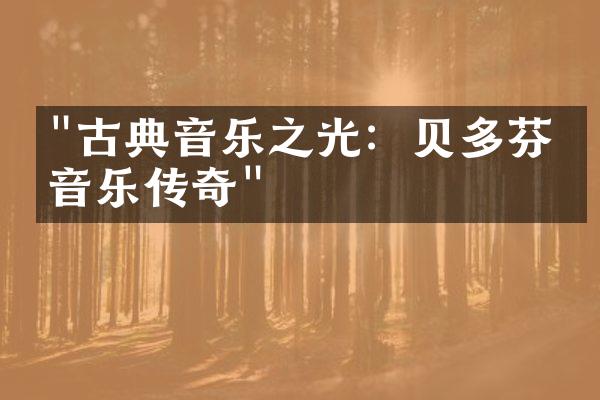 "古典音乐之光：贝多芬的音乐传奇"