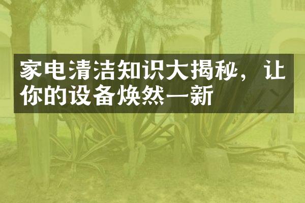 家电清洁知识大揭秘，让你的设备焕然一新