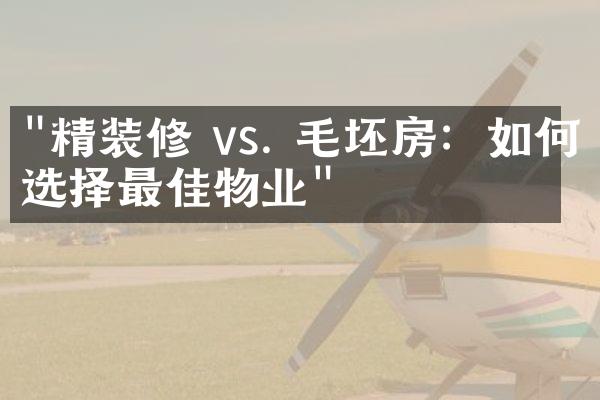 "精装修 vs. 毛坯房：如何选择最佳物业"