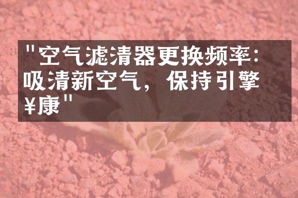 "空气滤清器更换频率：呼吸清新空气，保持引擎健康"