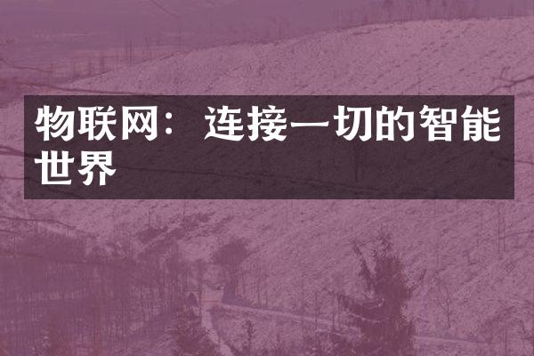 物联网：连接一切的智能世界