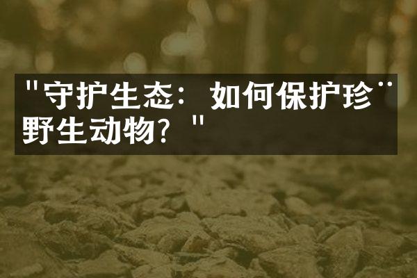 "守护生态：如何保护珍稀野生动物？"