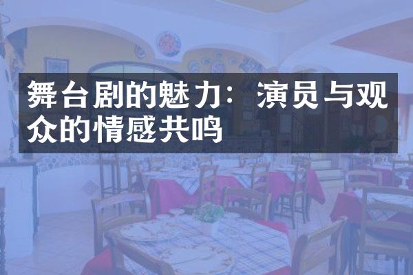 舞台剧的魅力：演员与观众的情感共鸣