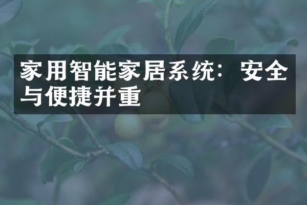家用智能家居系统：安全与便捷并重