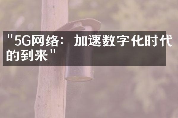 "5G网络：加速数字化时代的到来"