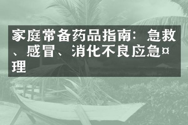 家庭常备药品指南：急救、感冒、消化不良应急处理