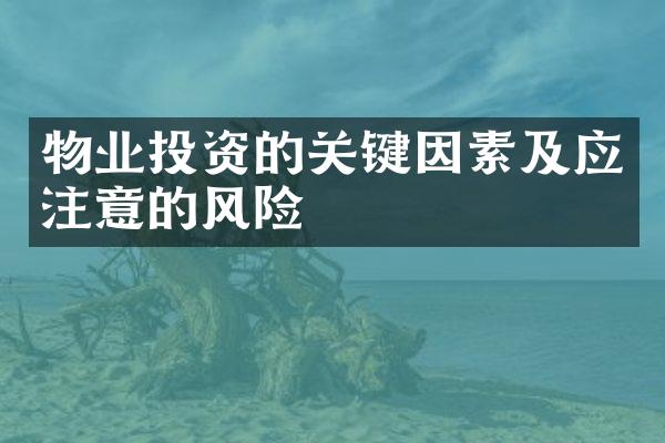 物业投资的关键因素及应注意的风险