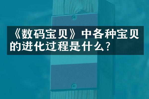《数码宝贝》中各种宝贝的进化过程是什么？