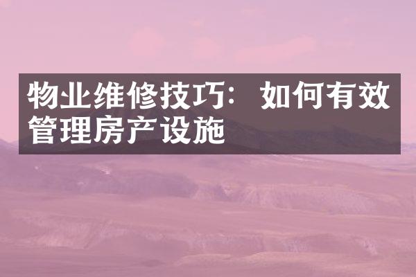 物业维修技巧：如何有效管理房产设施